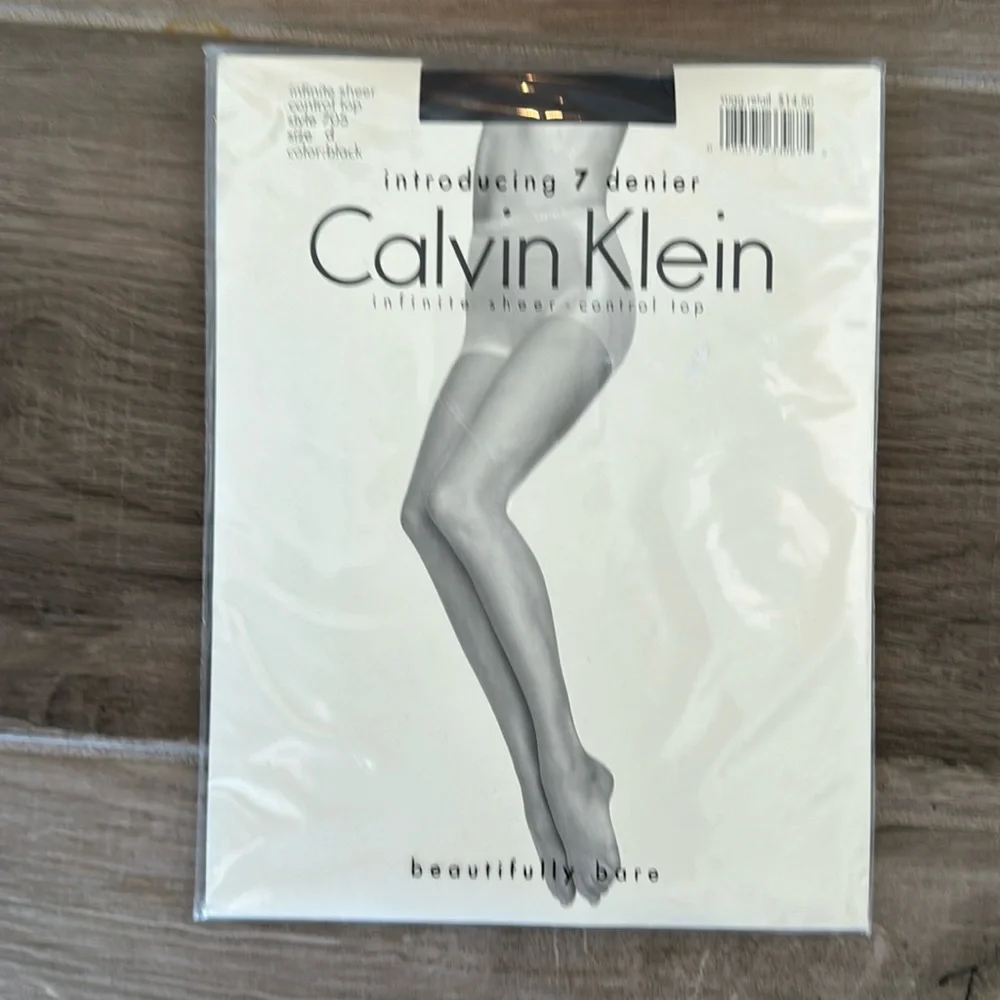 NWT Vintage Calvin Klein Infinite Sheer Control Top D Black pantyhose